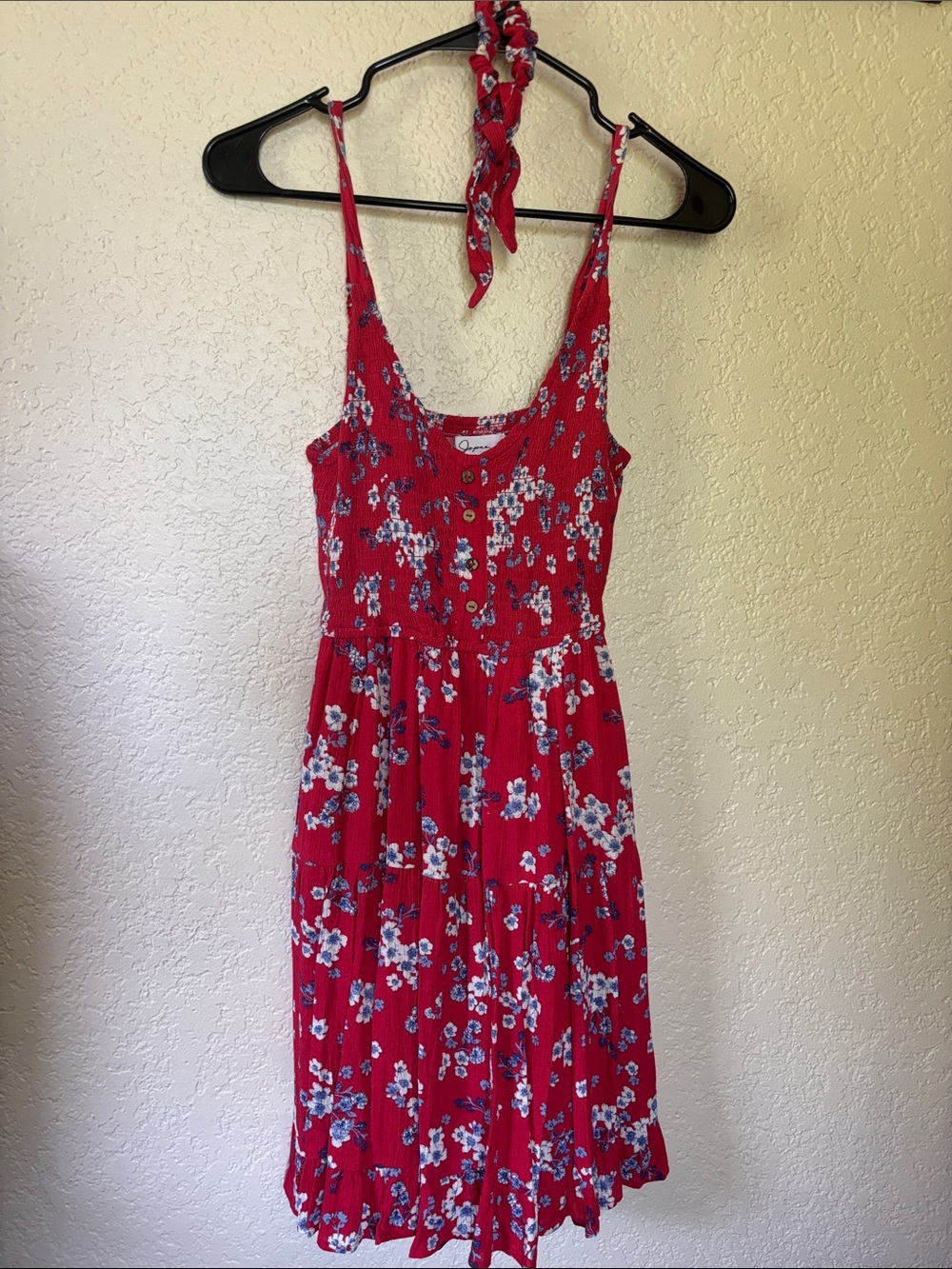 Red Floral Sundress with Matching Scrunchie